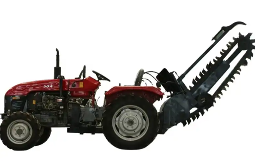 Tow behind trencher on a tractor