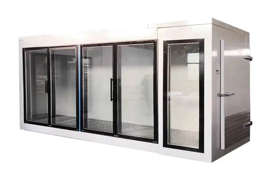 Glass door walk-in cooler