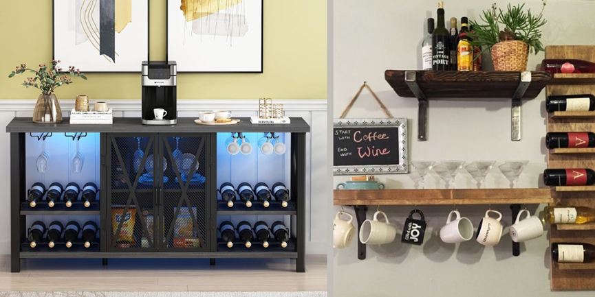 a wine rack combined with a coffee bar table