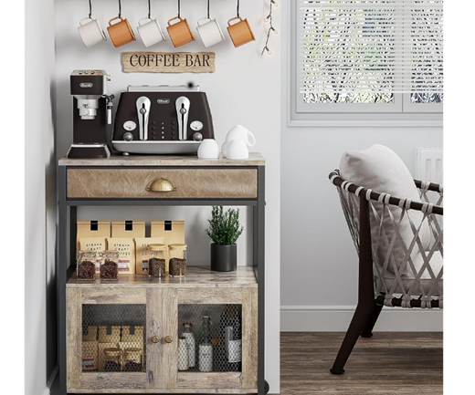 Rustic farmhouse coffee bar table