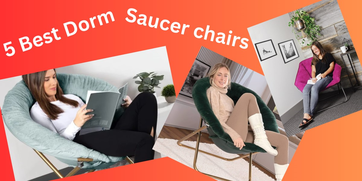 Different ladies reading and relaxing on dorm saucer chairs