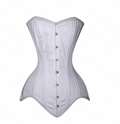  Longline White Cotton Corset